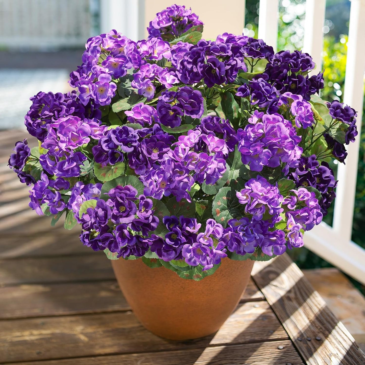 Artificial Geranium Fake Flowers for Outdoors Decoration, 6 Bundles Silk Geraniums Pink Flower UV Resistant Look Real Faux Plants for Outside Planter Front Door Garden Porch Patio Balcony Yard Home