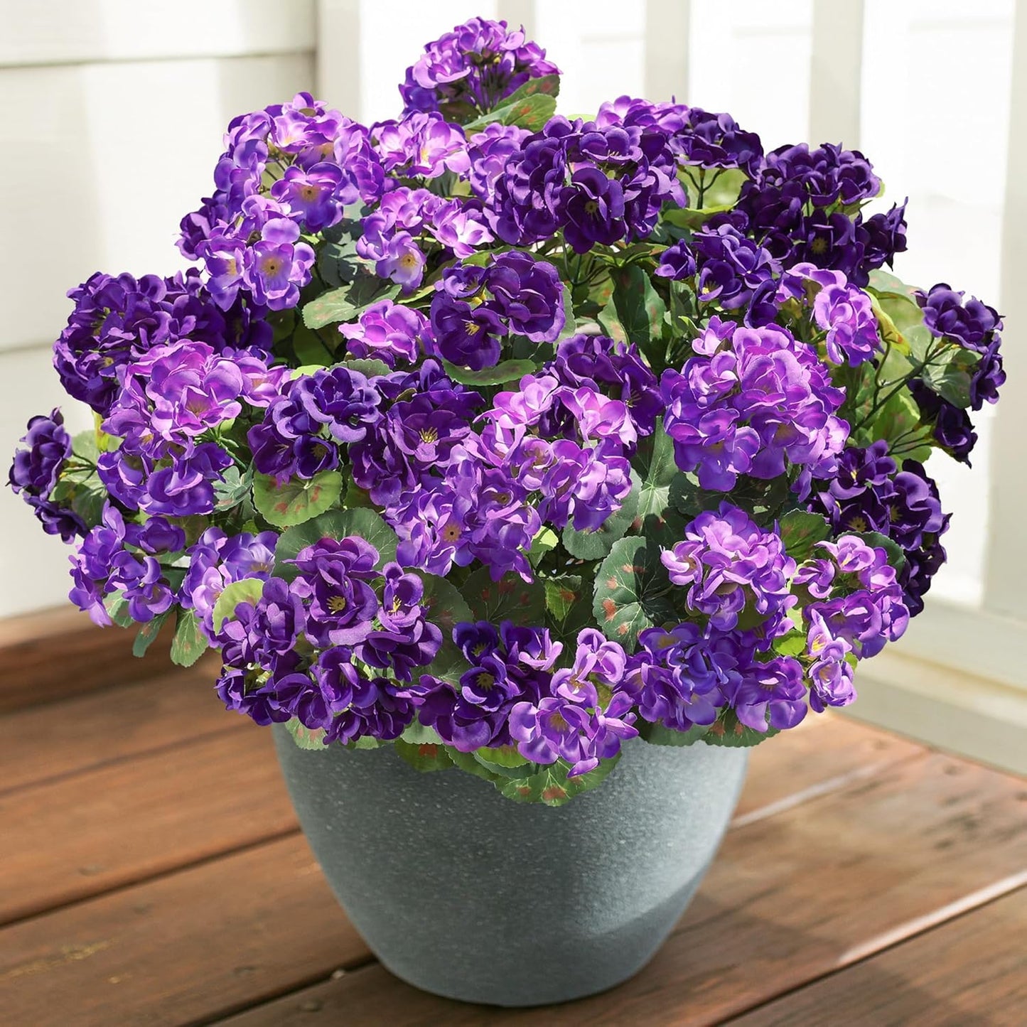 Artificial Geranium Fake Flowers for Outdoors Decoration, 6 Bundles Silk Geraniums Pink Flower UV Resistant Look Real Faux Plants for Outside Planter Front Door Garden Porch Patio Balcony Yard Home