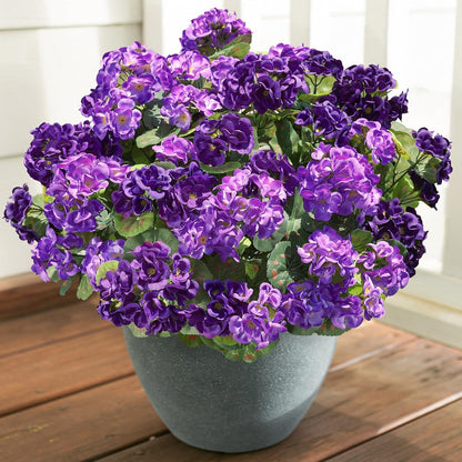 Artificial Geranium Fake Flowers for Outdoors Decoration, 6 Bundles Silk Geraniums Pink Flower UV Resistant Look Real Faux Plants for Outside Planter Front Door Garden Porch Patio Balcony Yard Home