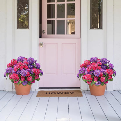 Artificial Geranium Fake Flowers for Outdoors Decoration, 6 Bundles Silk Geraniums Pink Flower UV Resistant Look Real Faux Plants for Outside Planter Front Door Garden Porch Patio Balcony Yard Home
