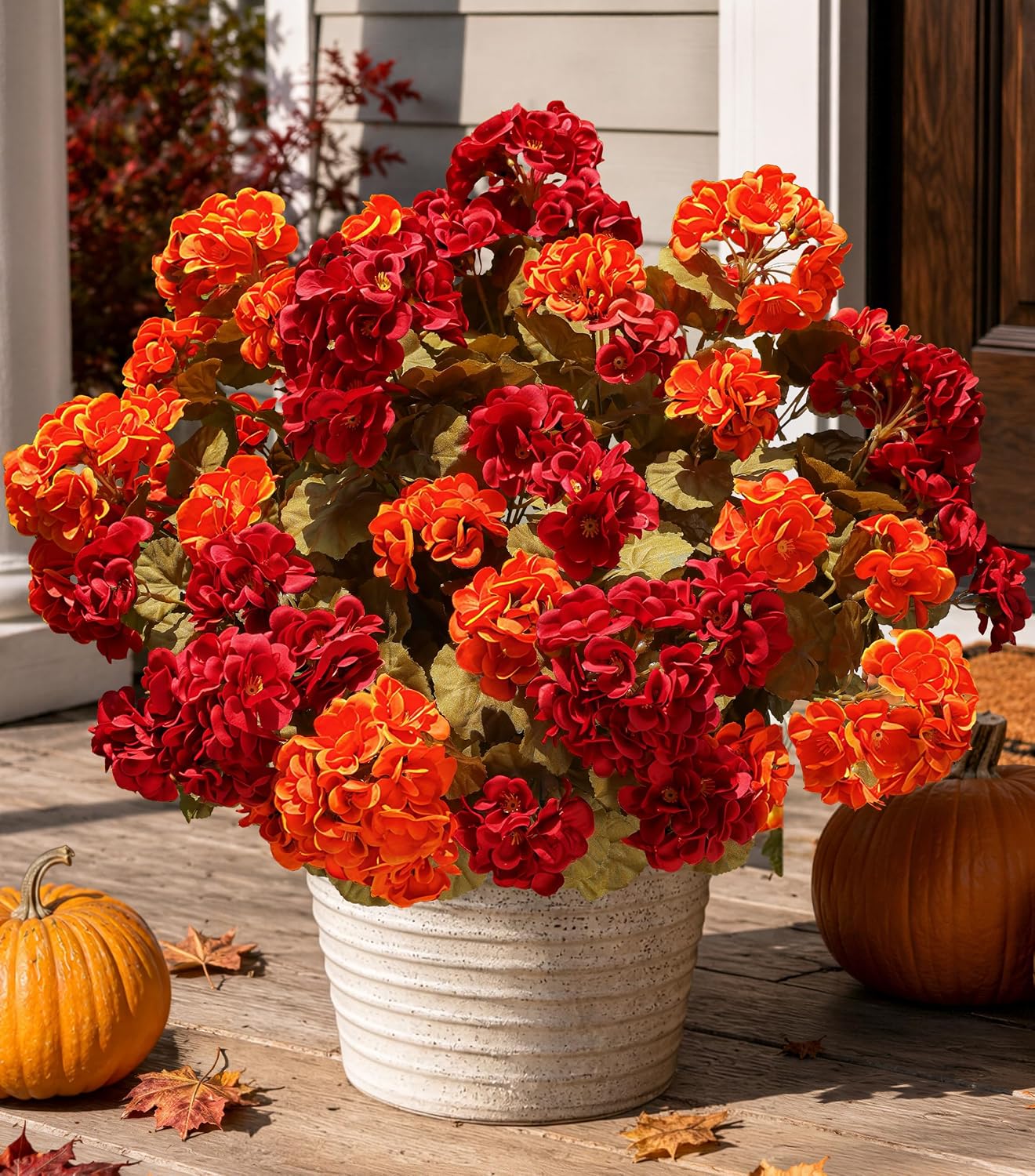 Artificial Geranium Fake Flowers for Outdoors Decoration, 6 Bundles Silk Geraniums Pink Flower UV Resistant Look Real Faux Plants for Outside Planter Front Door Garden Porch Patio Balcony Yard Home