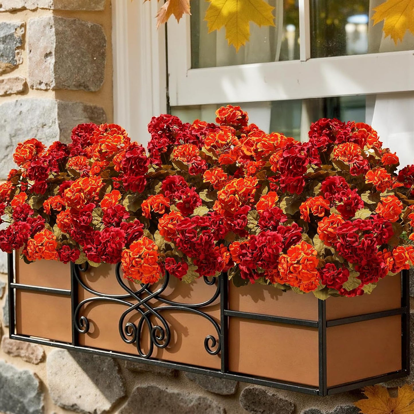 Artificial Geranium Fake Flowers for Outdoors Decoration, 6 Bundles Silk Geraniums Pink Flower UV Resistant Look Real Faux Plants for Outside Planter Front Door Garden Porch Patio Balcony Yard Home