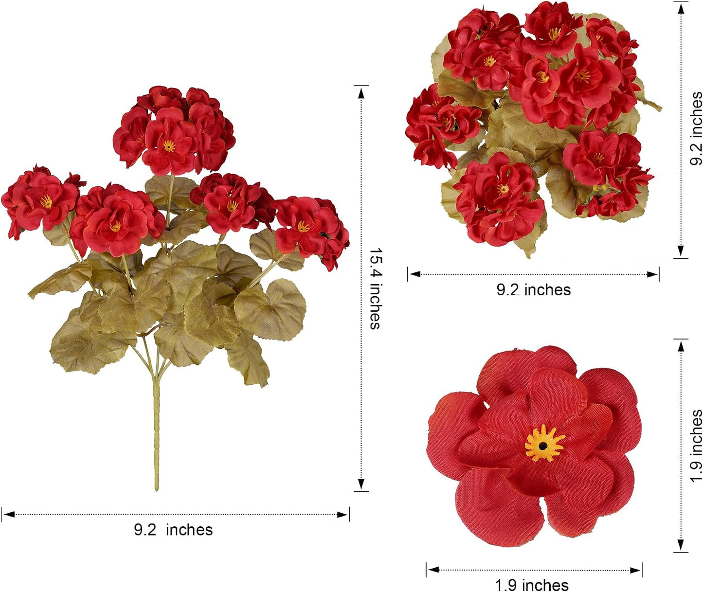 Artificial Geranium Fake Flowers for Outdoors Decoration, 6 Bundles Silk Geraniums Pink Flower UV Resistant Look Real Faux Plants for Outside Planter Front Door Garden Porch Patio Balcony Yard Home