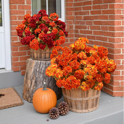 Artificial Geranium Fake Flowers for Outdoors Decoration, 6 Bundles Silk Geraniums Pink Flower UV Resistant Look Real Faux Plants for Outside Planter Front Door Garden Porch Patio Balcony Yard Home