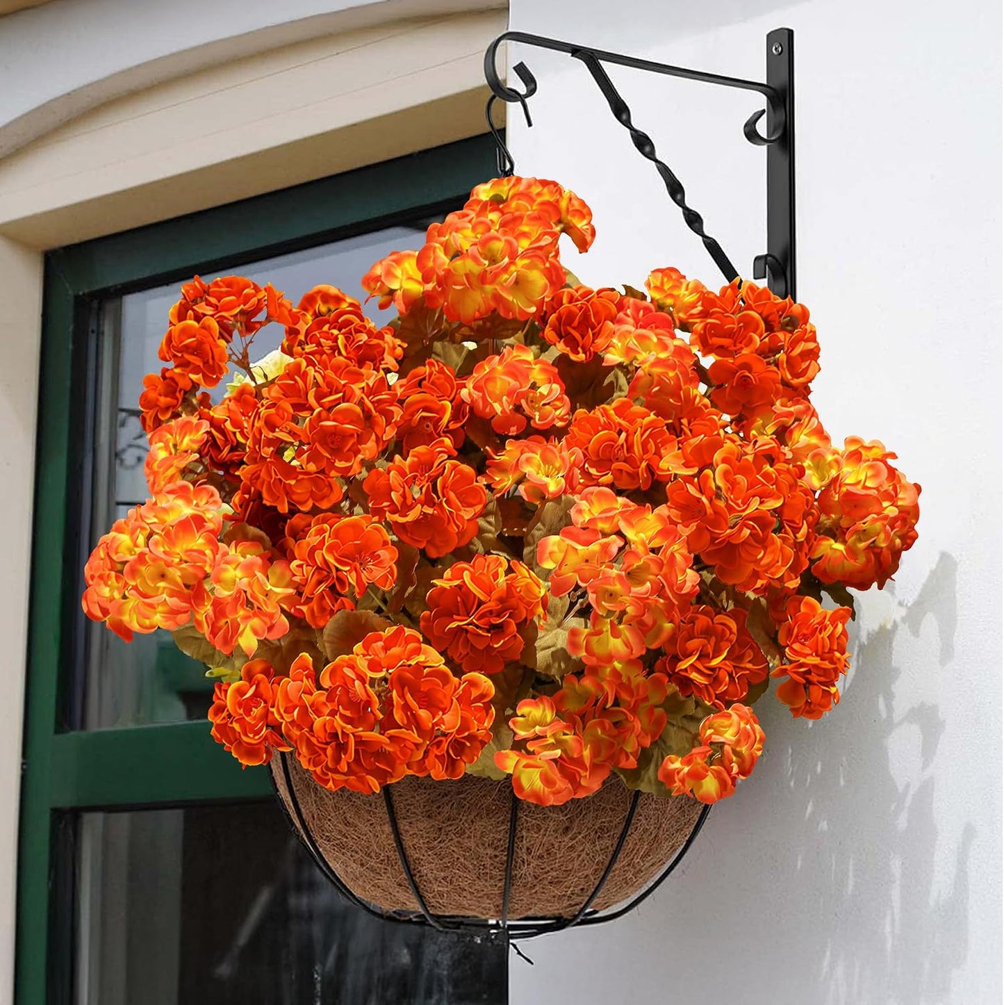 Artificial Geranium Fake Flowers for Outdoors Decoration, 6 Bundles Silk Geraniums Pink Flower UV Resistant Look Real Faux Plants for Outside Planter Front Door Garden Porch Patio Balcony Yard Home