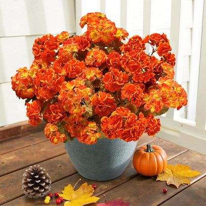 Artificial Geranium Fake Flowers for Outdoors Decoration, 6 Bundles Silk Geraniums Pink Flower UV Resistant Look Real Faux Plants for Outside Planter Front Door Garden Porch Patio Balcony Yard Home