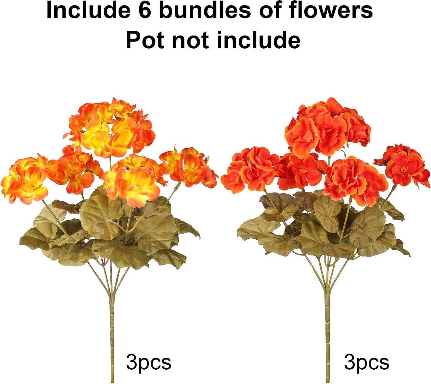 Artificial Geranium Fake Flowers for Outdoors Decoration, 6 Bundles Silk Geraniums Pink Flower UV Resistant Look Real Faux Plants for Outside Planter Front Door Garden Porch Patio Balcony Yard Home