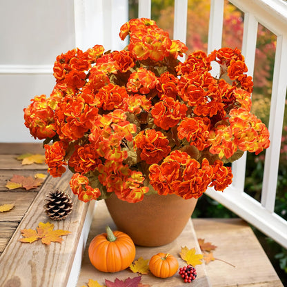 Artificial Geranium Fake Flowers for Outdoors Decoration, 6 Bundles Silk Geraniums Pink Flower UV Resistant Look Real Faux Plants for Outside Planter Front Door Garden Porch Patio Balcony Yard Home