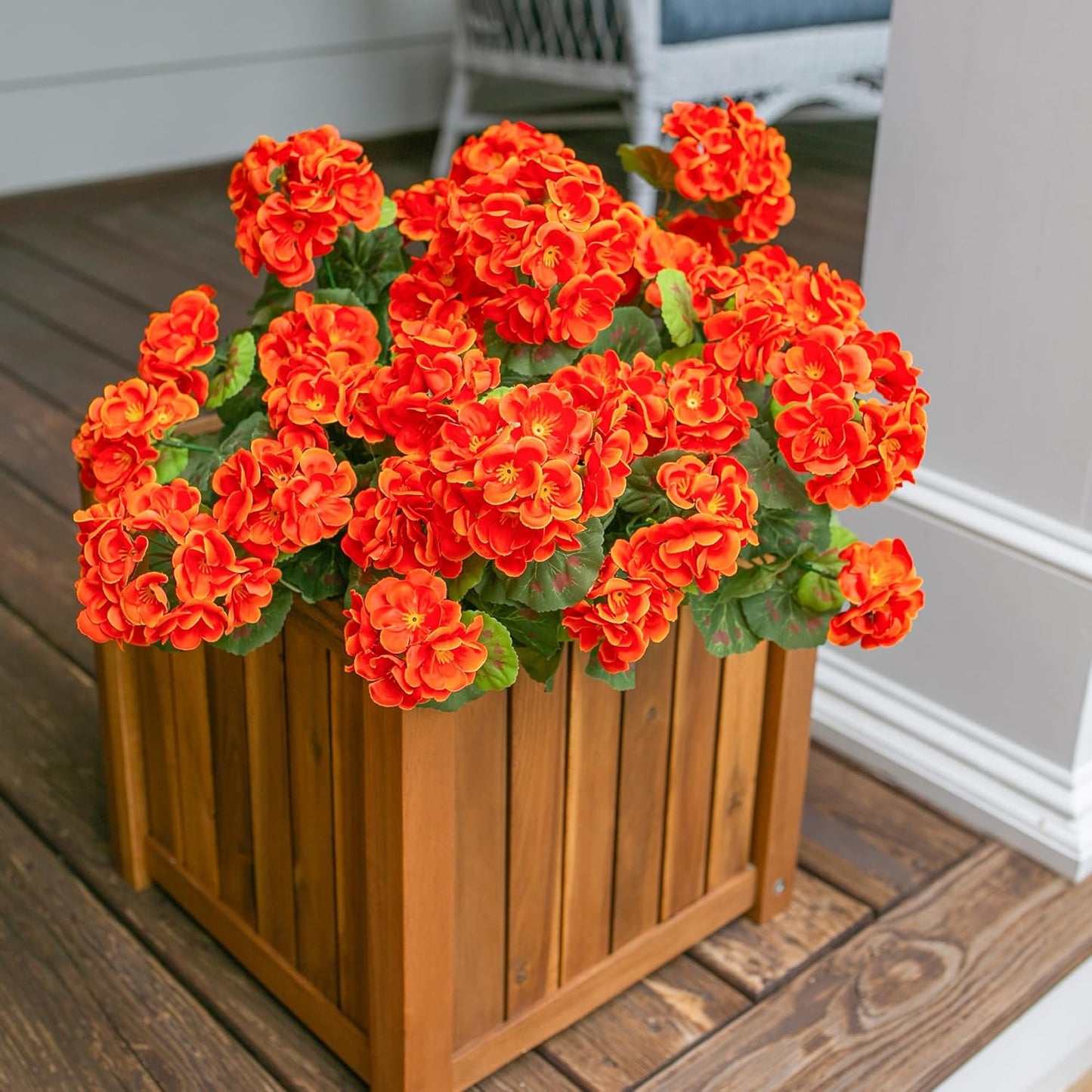 Artificial Geranium Fake Flowers for Outdoors Decoration, 6 Bundles Silk Geraniums Pink Flower UV Resistant Look Real Faux Plants for Outside Planter Front Door Garden Porch Patio Balcony Yard Home