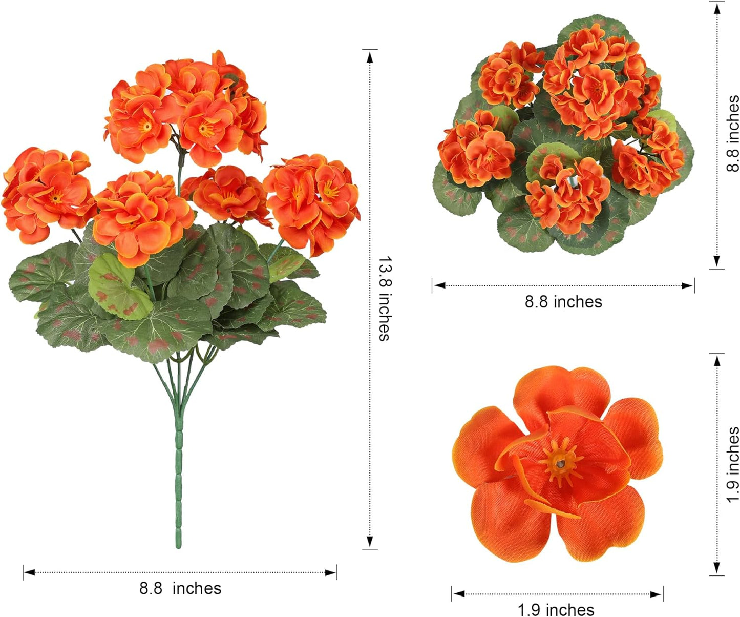 Artificial Geranium Fake Flowers for Outdoors Decoration, 6 Bundles Silk Geraniums Pink Flower UV Resistant Look Real Faux Plants for Outside Planter Front Door Garden Porch Patio Balcony Yard Home