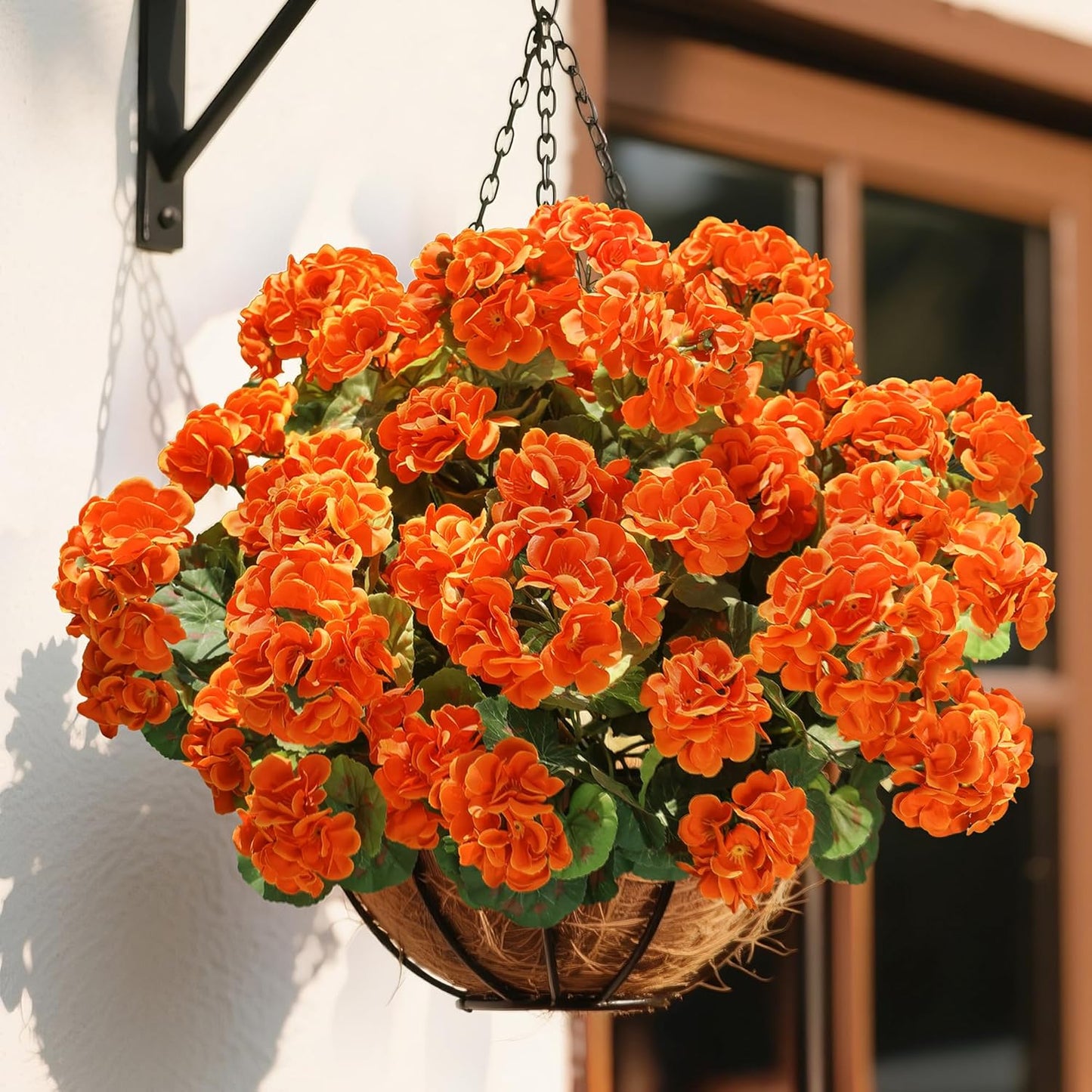Artificial Geranium Fake Flowers for Outdoors Decoration, 6 Bundles Silk Geraniums Pink Flower UV Resistant Look Real Faux Plants for Outside Planter Front Door Garden Porch Patio Balcony Yard Home