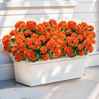 Artificial Geranium Fake Flowers for Outdoors Decoration, 6 Bundles Silk Geraniums Pink Flower UV Resistant Look Real Faux Plants for Outside Planter Front Door Garden Porch Patio Balcony Yard Home