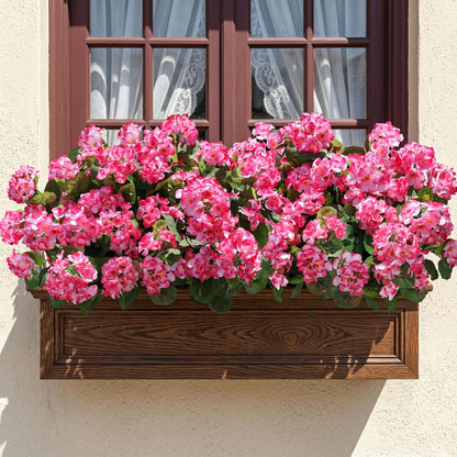 Artificial Geranium Fake Flowers for Outdoors Decoration, 6 Bundles Silk Geraniums Pink Flower UV Resistant Look Real Faux Plants for Outside Planter Front Door Garden Porch Patio Balcony Yard Home