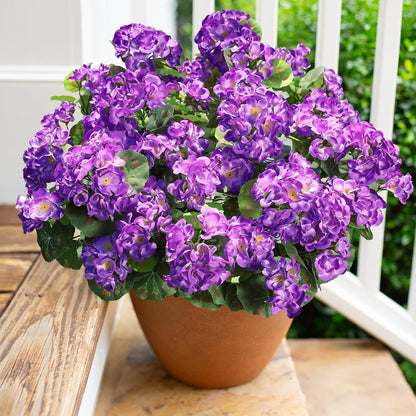Artificial Geranium Fake Flowers for Outdoors Decoration, 6 Bundles Silk Geraniums Pink Flower UV Resistant Look Real Faux Plants for Outside Planter Front Door Garden Porch Patio Balcony Yard Home