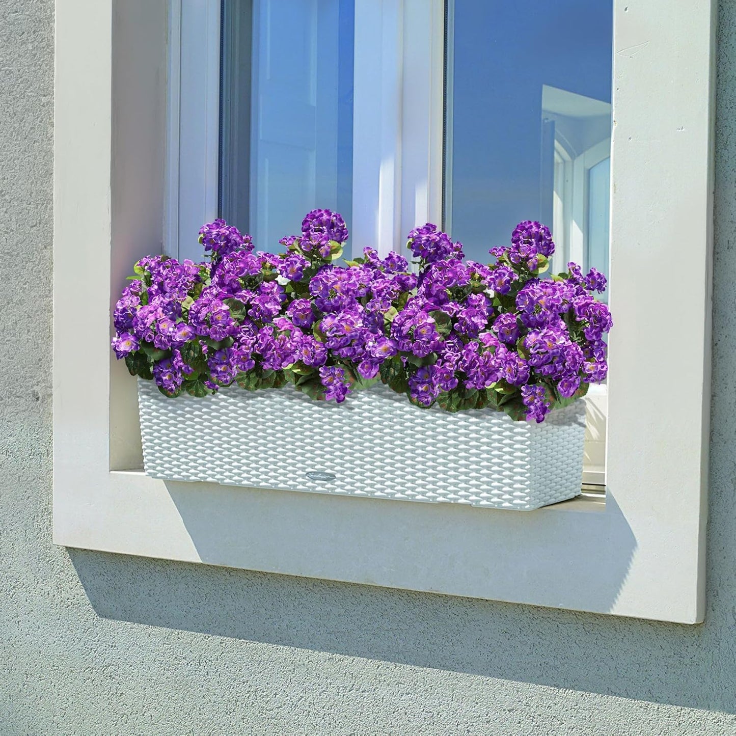 Artificial Geranium Fake Flowers for Outdoors Decoration, 6 Bundles Silk Geraniums Pink Flower UV Resistant Look Real Faux Plants for Outside Planter Front Door Garden Porch Patio Balcony Yard Home
