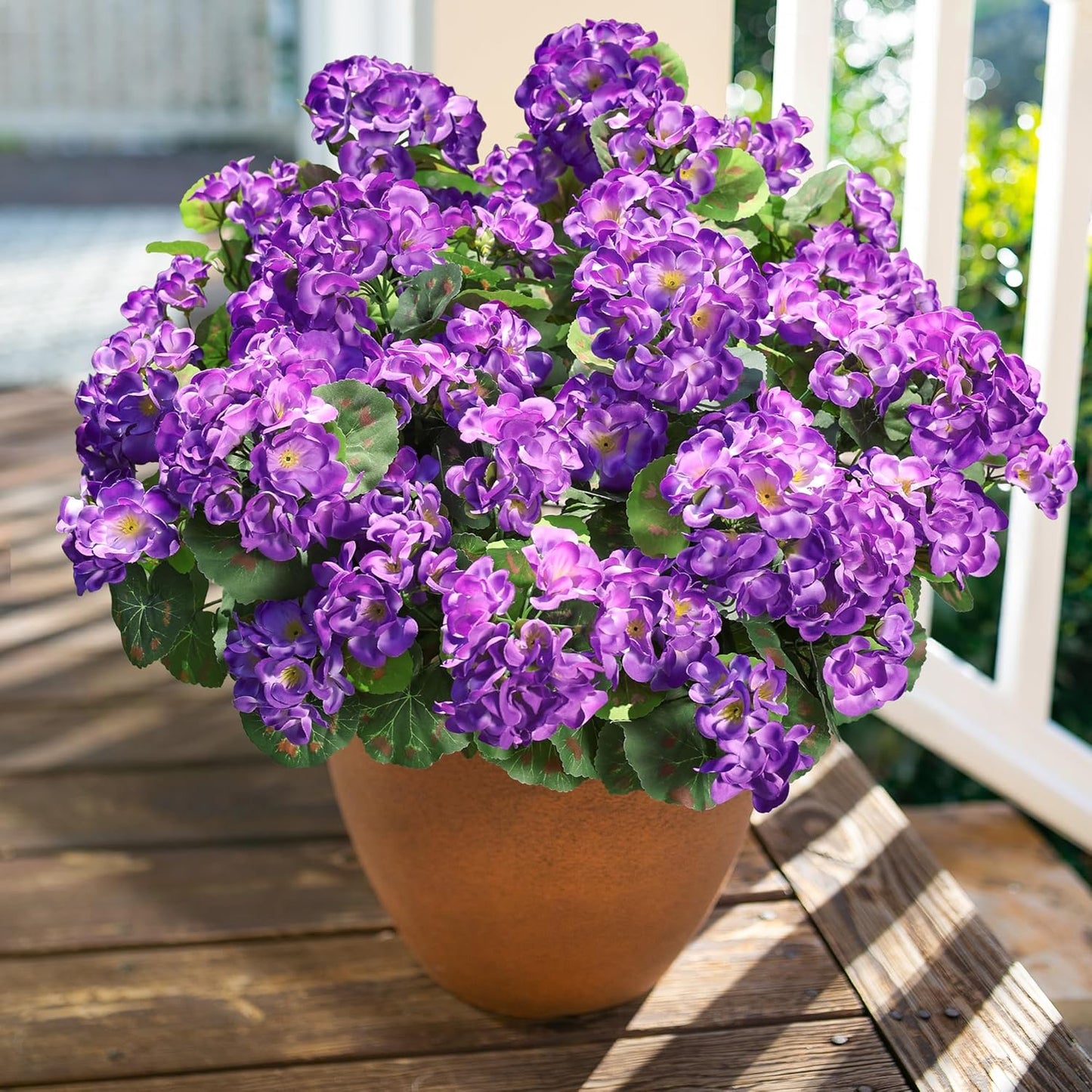 Artificial Geranium Fake Flowers for Outdoors Decoration, 6 Bundles Silk Geraniums Pink Flower UV Resistant Look Real Faux Plants for Outside Planter Front Door Garden Porch Patio Balcony Yard Home