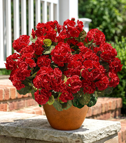 Artificial Geranium Fake Flowers for Outdoors Decoration, 6 Bundles Silk Geraniums Pink Flower UV Resistant Look Real Faux Plants for Outside Planter Front Door Garden Porch Patio Balcony Yard Home