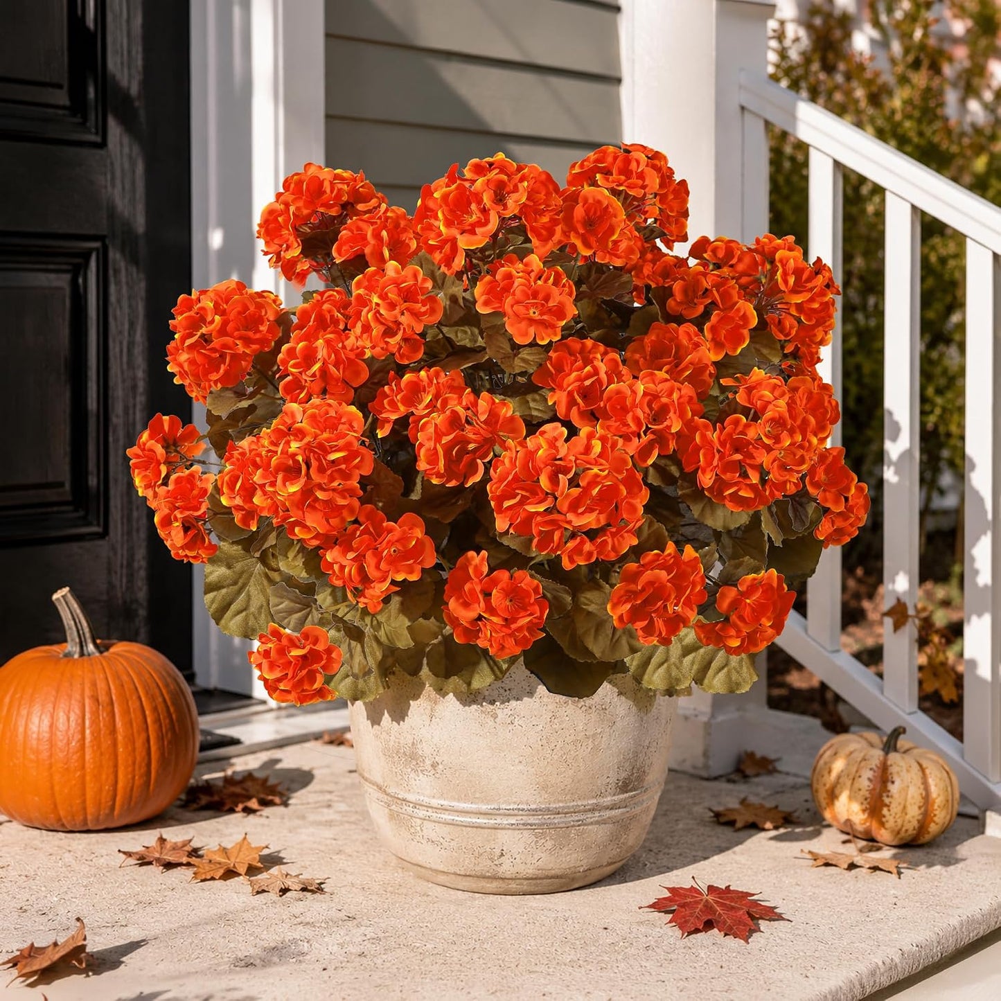 Artificial Geranium Fake Flowers for Outdoors Decoration, 6 Bundles Silk Geraniums Pink Flower UV Resistant Look Real Faux Plants for Outside Planter Front Door Garden Porch Patio Balcony Yard Home