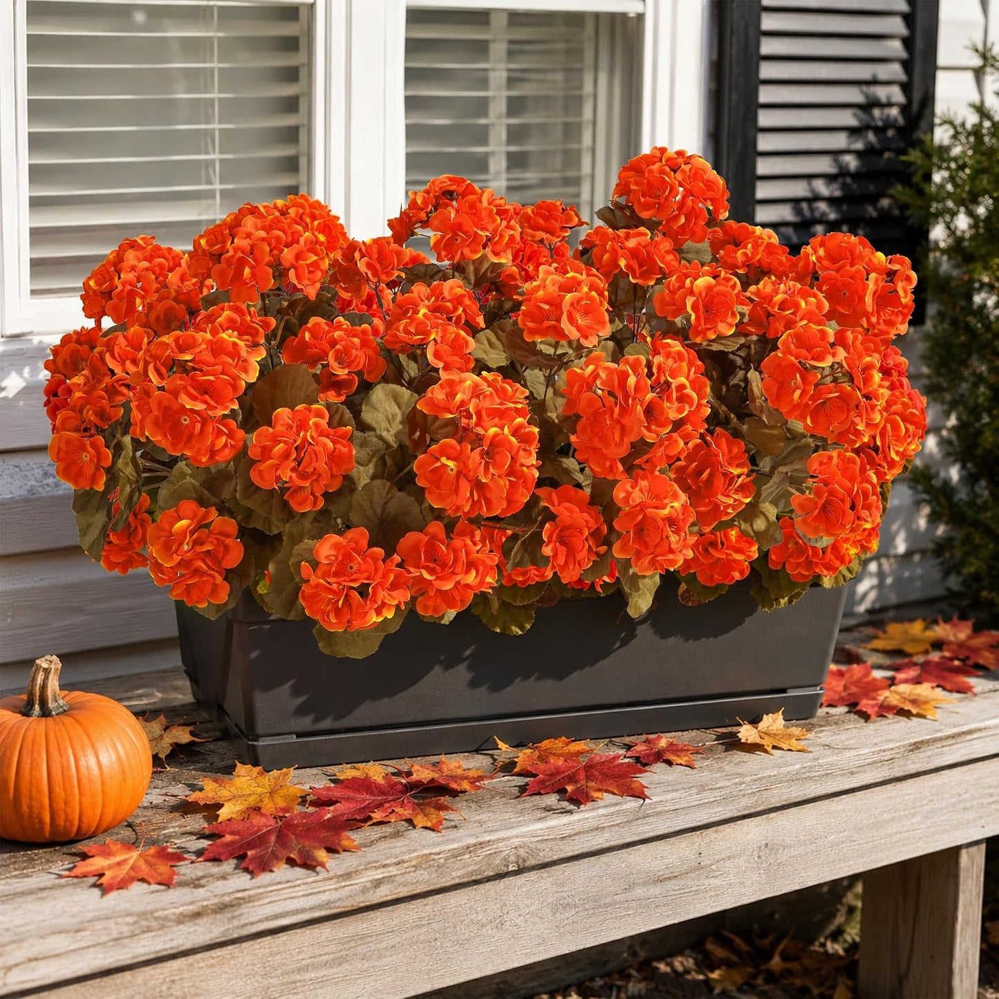 Artificial Geranium Fake Flowers for Outdoors Decoration, 6 Bundles Silk Geraniums Pink Flower UV Resistant Look Real Faux Plants for Outside Planter Front Door Garden Porch Patio Balcony Yard Home