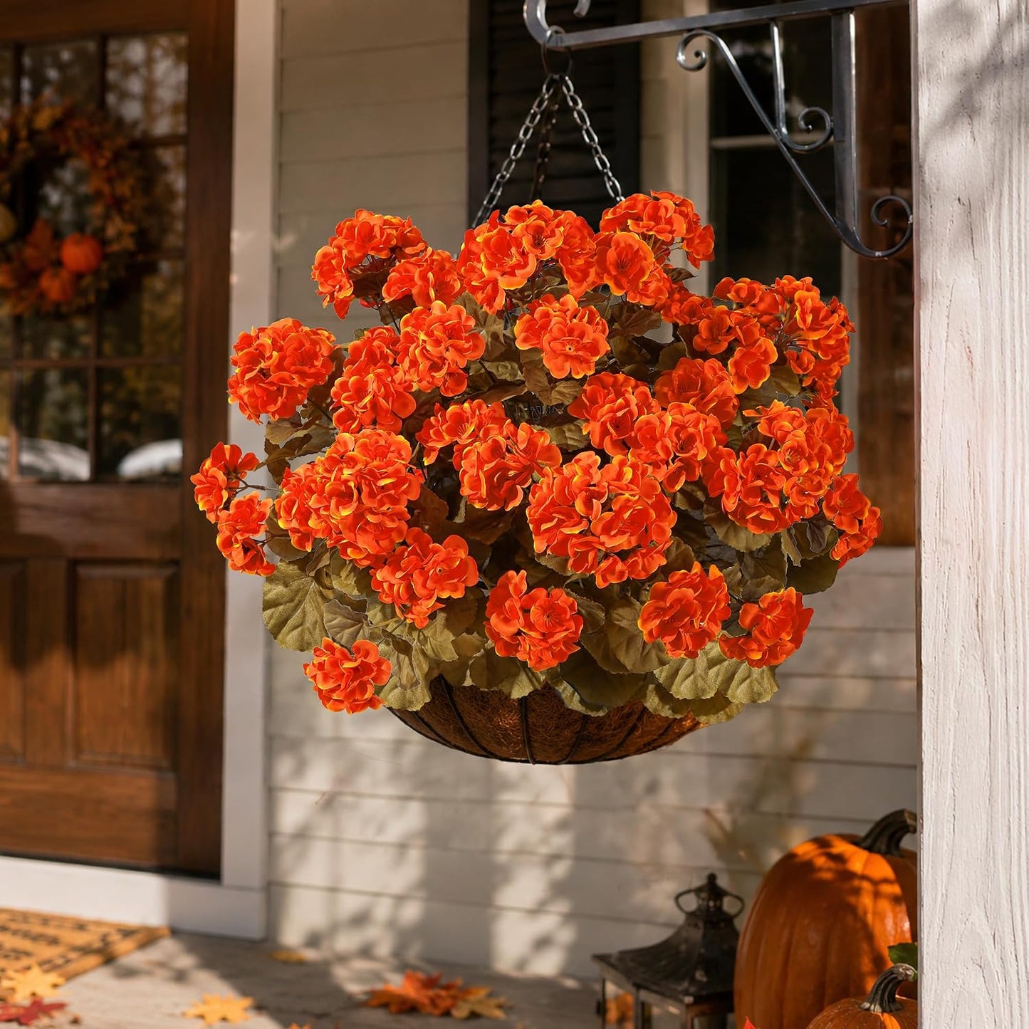 Artificial Geranium Fake Flowers for Outdoors Decoration, 6 Bundles Silk Geraniums Pink Flower UV Resistant Look Real Faux Plants for Outside Planter Front Door Garden Porch Patio Balcony Yard Home