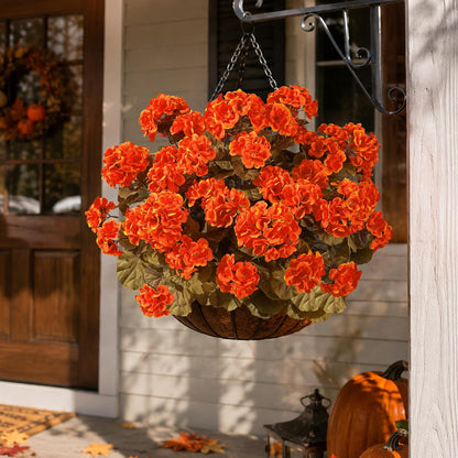 Artificial Geranium Fake Flowers for Outdoors Decoration, 6 Bundles Silk Geraniums Pink Flower UV Resistant Look Real Faux Plants for Outside Planter Front Door Garden Porch Patio Balcony Yard Home