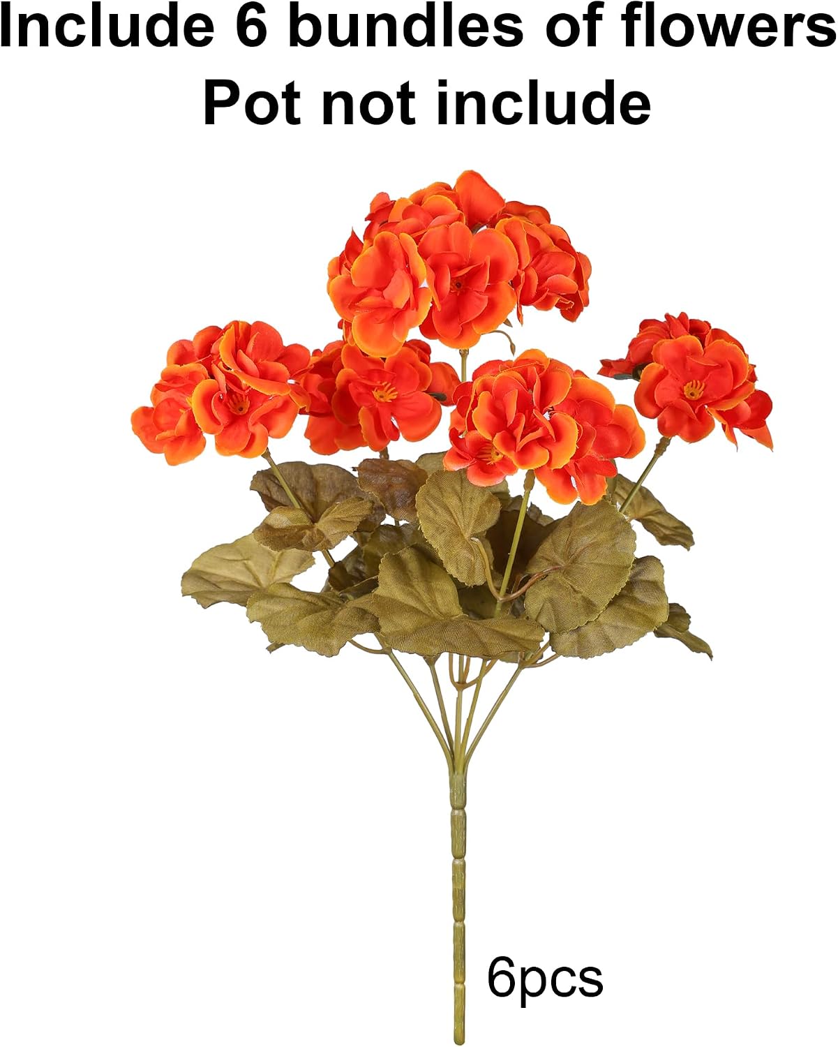 Artificial Geranium Fake Flowers for Outdoors Decoration, 6 Bundles Silk Geraniums Pink Flower UV Resistant Look Real Faux Plants for Outside Planter Front Door Garden Porch Patio Balcony Yard Home