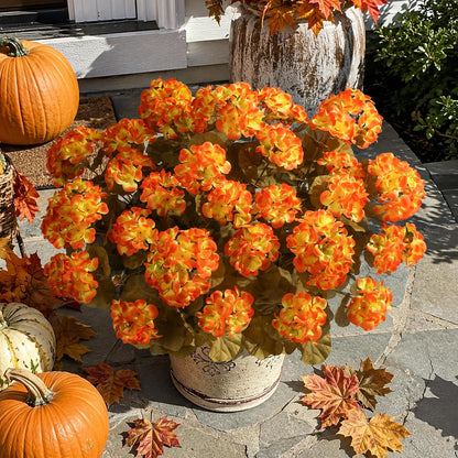 Artificial Geranium Fake Flowers for Outdoors Decoration, 6 Bundles Silk Geraniums Pink Flower UV Resistant Look Real Faux Plants for Outside Planter Front Door Garden Porch Patio Balcony Yard Home
