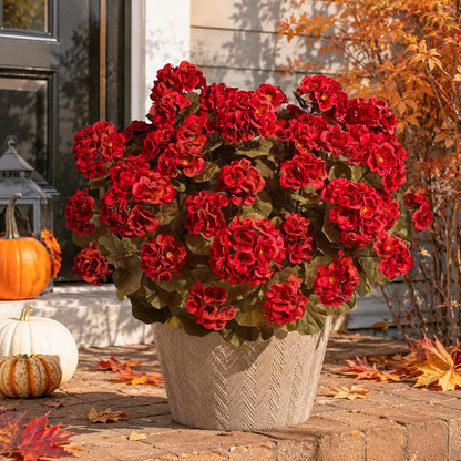 Artificial Geranium Fake Flowers for Outdoors Decoration, 6 Bundles Silk Geraniums Pink Flower UV Resistant Look Real Faux Plants for Outside Planter Front Door Garden Porch Patio Balcony Yard Home