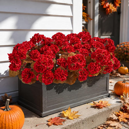 Artificial Geranium Fake Flowers for Outdoors Decoration, 6 Bundles Silk Geraniums Pink Flower UV Resistant Look Real Faux Plants for Outside Planter Front Door Garden Porch Patio Balcony Yard Home
