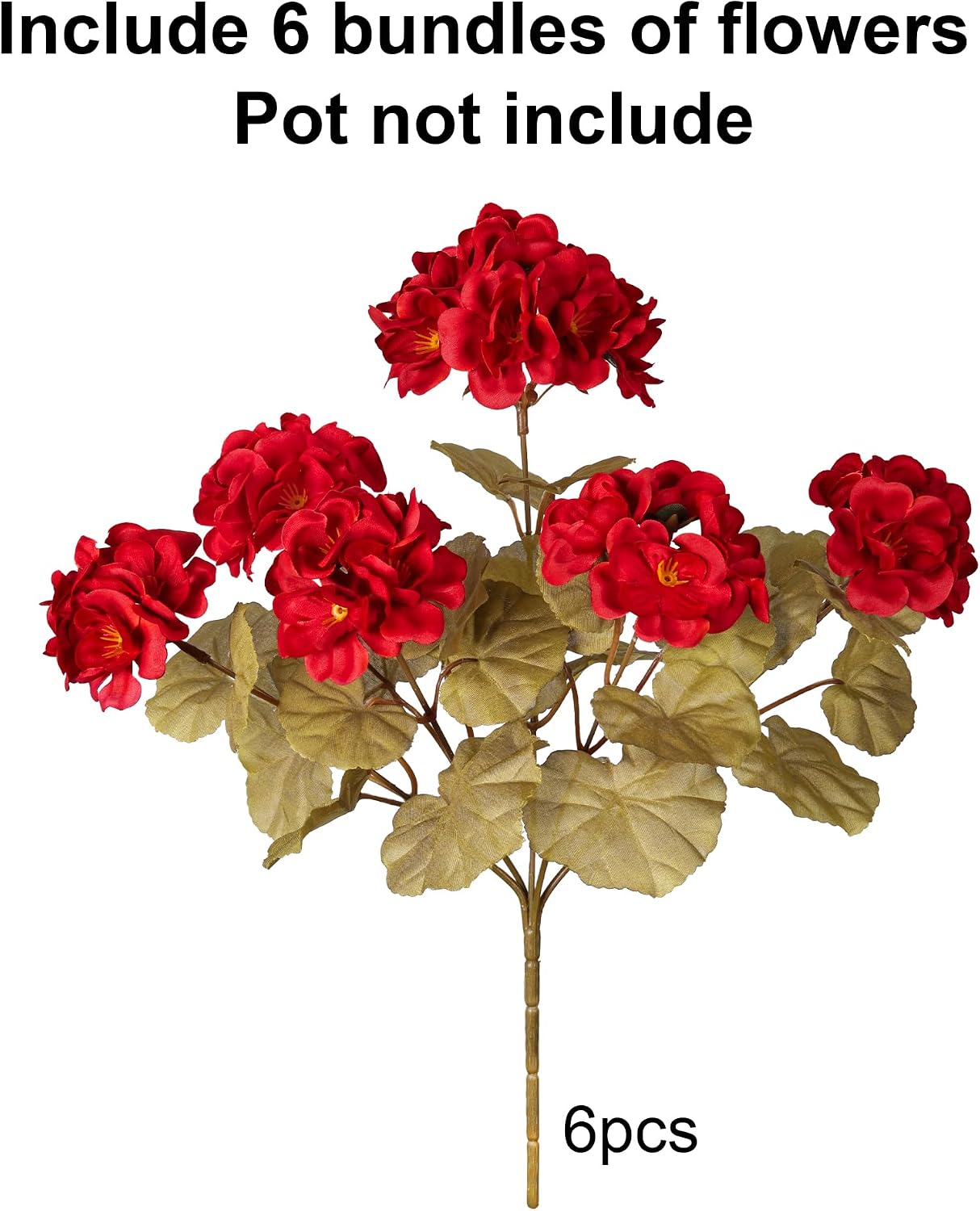 Artificial Geranium Fake Flowers for Outdoors Decoration, 6 Bundles Silk Geraniums Pink Flower UV Resistant Look Real Faux Plants for Outside Planter Front Door Garden Porch Patio Balcony Yard Home