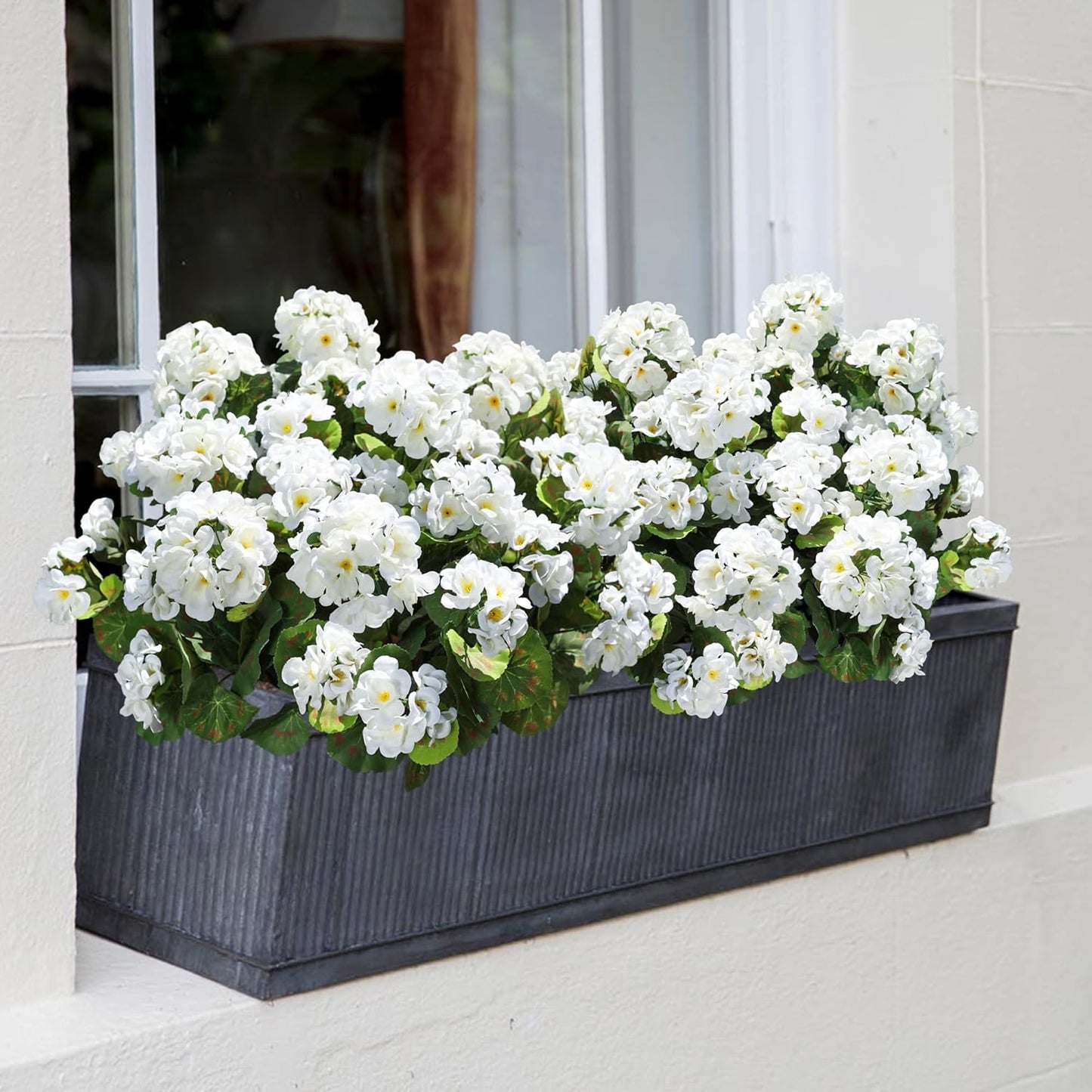Artificial Geranium Fake Flowers for Outdoors Decoration, 6 Bundles Silk Geraniums Pink Flower UV Resistant Look Real Faux Plants for Outside Planter Front Door Garden Porch Patio Balcony Yard Home