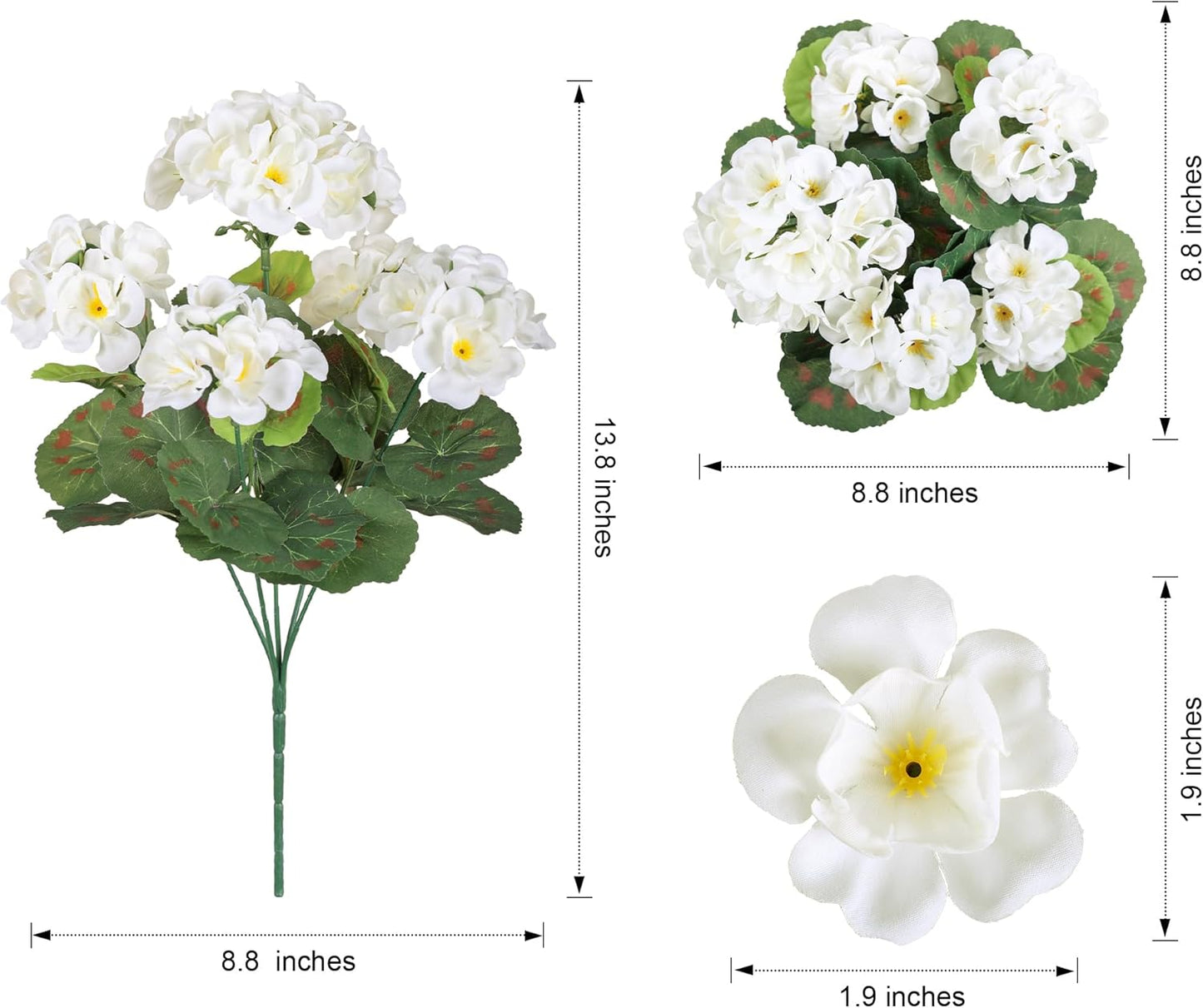 Artificial Geranium Fake Flowers for Outdoors Decoration, 6 Bundles Silk Geraniums Pink Flower UV Resistant Look Real Faux Plants for Outside Planter Front Door Garden Porch Patio Balcony Yard Home