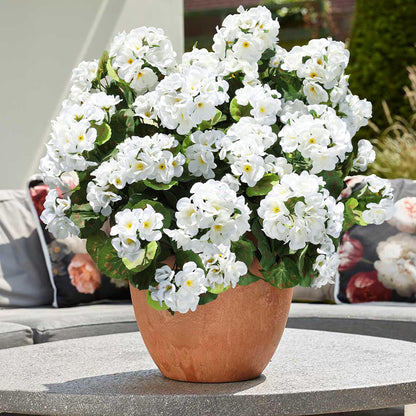 Artificial Geranium Fake Flowers for Outdoors Decoration, 6 Bundles Silk Geraniums Pink Flower UV Resistant Look Real Faux Plants for Outside Planter Front Door Garden Porch Patio Balcony Yard Home