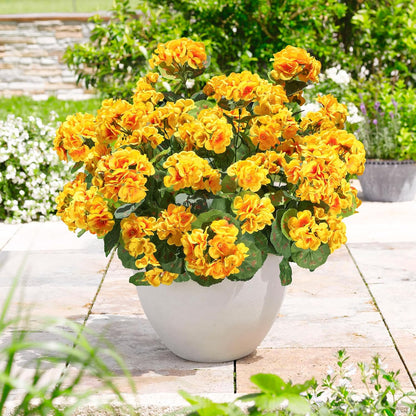 Artificial Geranium Fake Flowers for Outdoors Decoration, 6 Bundles Silk Geraniums Pink Flower UV Resistant Look Real Faux Plants for Outside Planter Front Door Garden Porch Patio Balcony Yard Home