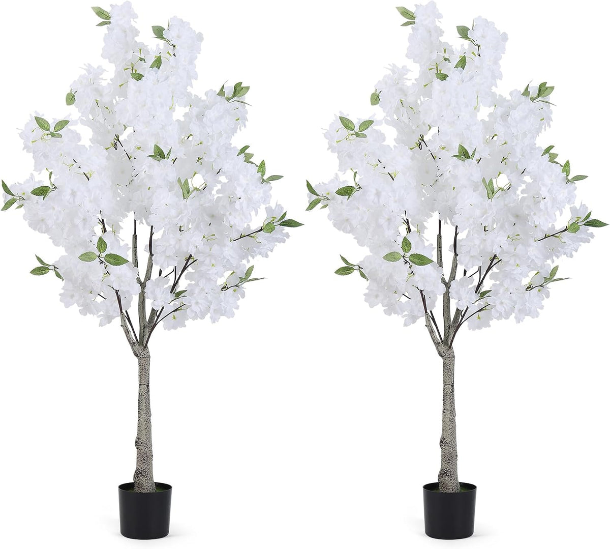 2 Pack Artificial Cherry Blossom Tree Fake Plants Faux Sakura Flowers, 4FT