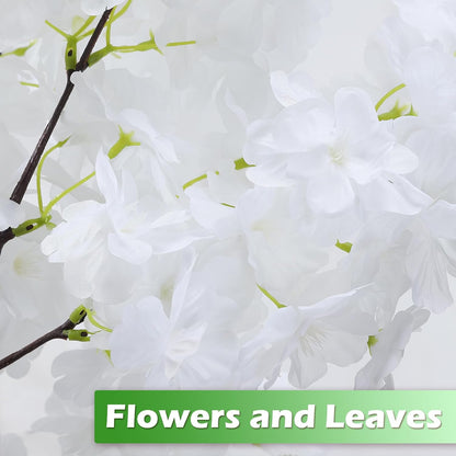2 Pack Artificial Cherry Blossom Tree Fake Plants Faux Sakura Flowers, 4FT