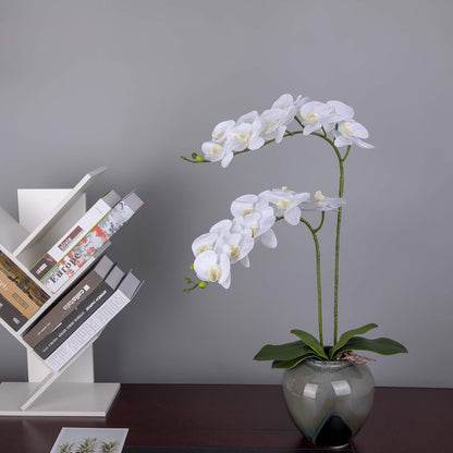 Faux Orchid Stems Artificial Flowers Phalaenopsis 38 Inch 2pcs Real Touch Latex 9 Large Petals Purple Pattern