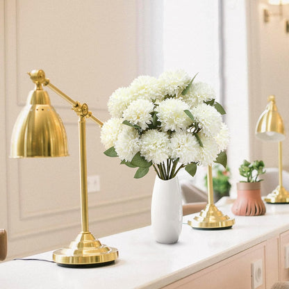 12Pcs Artificial Chrysanthemums Flowers Ball Silk Fall Chrysanthemums Fake Mums for Indoor Outdoors Garden Home Wedding Bouquet Spring Summer Decor(White)