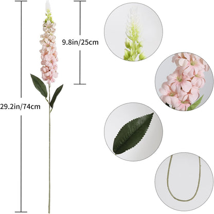 8PCS White Snapdragon Artificial Flowers Delphinium Artificial Silk Flowers Long Stem Hyacinth Fake Flowers for Wedding Home Outdoor Party Floral Arrangement Centerpiece Table Decoration (White)