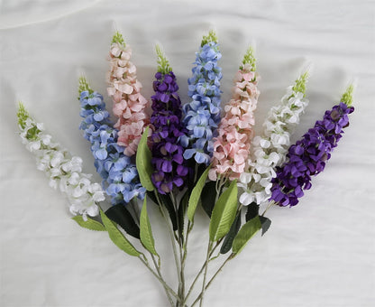 8PCS White Snapdragon Artificial Flowers Delphinium Artificial Silk Flowers Long Stem Hyacinth Fake Flowers for Wedding Home Outdoor Party Floral Arrangement Centerpiece Table Decoration (White)