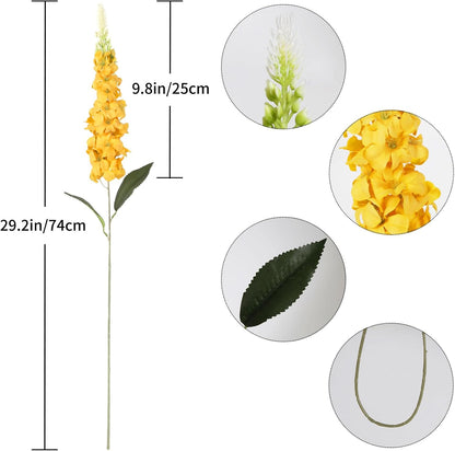 8PCS White Snapdragon Artificial Flowers Delphinium Artificial Silk Flowers Long Stem Hyacinth Fake Flowers for Wedding Home Outdoor Party Floral Arrangement Centerpiece Table Decoration (White)