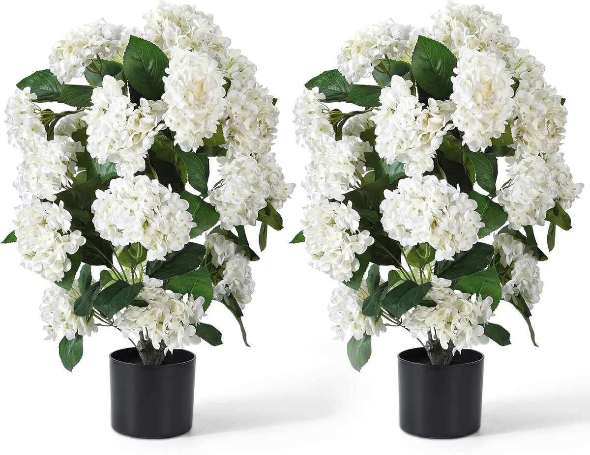 Hydrangea Artificial Tree 30" Faux Plants in Pot 2 Pack