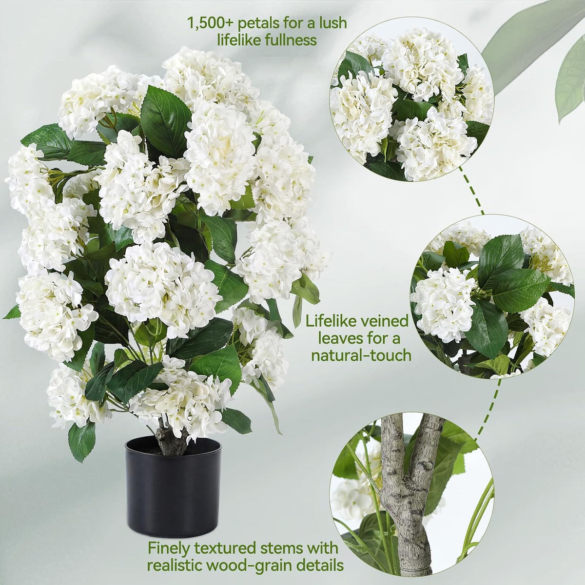 Hydrangea Artificial Tree 30" Faux Plants in Pot 2 Pack