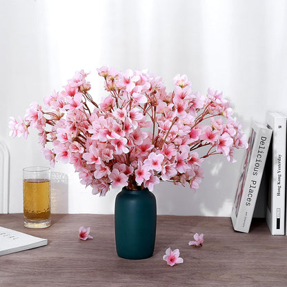Artificial Cherry Blossom Branches Decor Fake Flowers Silk Spring Faux Flowers 16" Peach Bouquet for Home Wedding Bedroom Japanese Decoration DIY Table Centerpiece Arrangement(Pink)