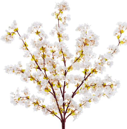 Artificial Cherry Blossom Branches Decor Fake Flowers Silk Spring Faux Flowers 16" Peach Bouquet for Home Wedding Bedroom Japanese Decoration DIY Table Centerpiece Arrangement(Pink)