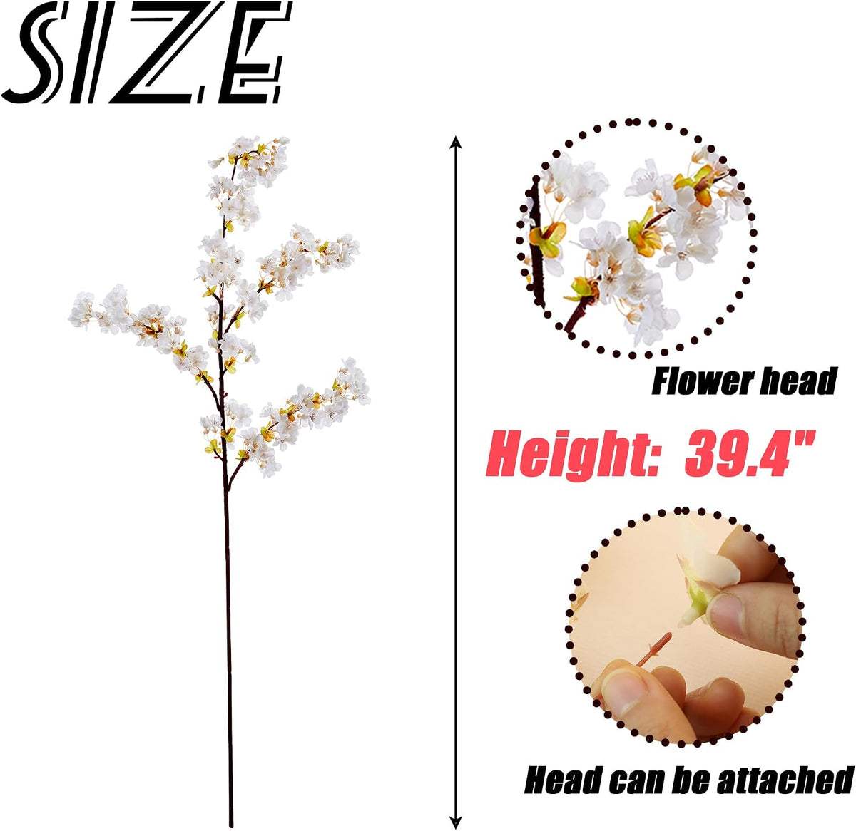 Artificial Cherry Blossom Branches Decor Fake Flowers Silk Spring Faux Flowers 16" Peach Bouquet for Home Wedding Bedroom Japanese Decoration DIY Table Centerpiece Arrangement(Pink)