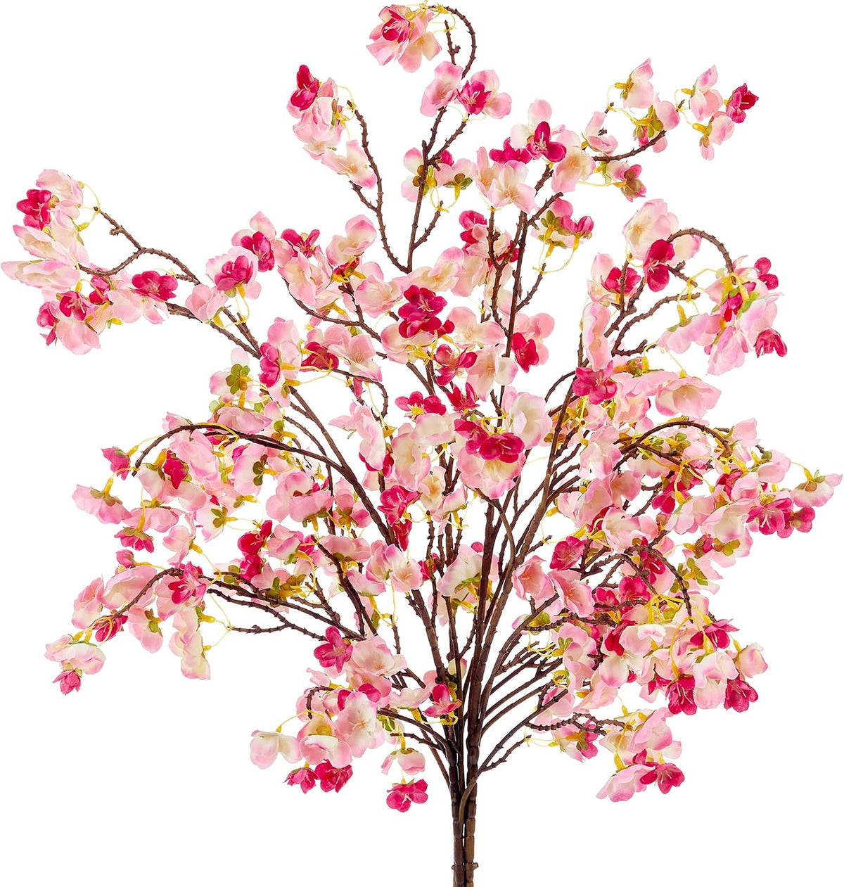 Artificial Cherry Blossom Branches Decor Fake Flowers Silk Spring Faux Flowers 16" Peach Bouquet for Home Wedding Bedroom Japanese Decoration DIY Table Centerpiece Arrangement(Pink)
