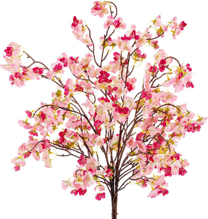 Artificial Cherry Blossom Branches Decor Fake Flowers Silk Spring Faux Flowers 16" Peach Bouquet for Home Wedding Bedroom Japanese Decoration DIY Table Centerpiece Arrangement(Pink)