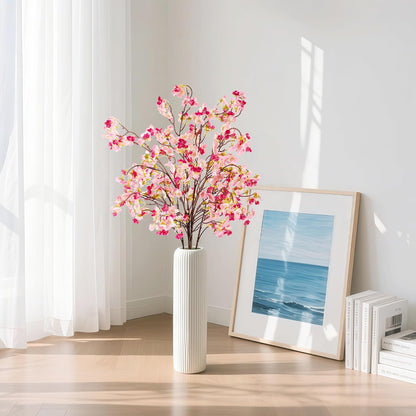 Artificial Cherry Blossom Branches Decor Fake Flowers Silk Spring Faux Flowers 16" Peach Bouquet for Home Wedding Bedroom Japanese Decoration DIY Table Centerpiece Arrangement(Pink)