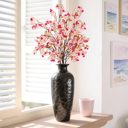 Artificial Cherry Blossom Branches Decor Fake Flowers Silk Spring Faux Flowers 16" Peach Bouquet for Home Wedding Bedroom Japanese Decoration DIY Table Centerpiece Arrangement(Pink)